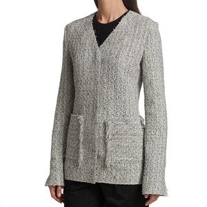 St. John Boucle Tweed Knit V-Neck Jacket $1795 Size 4